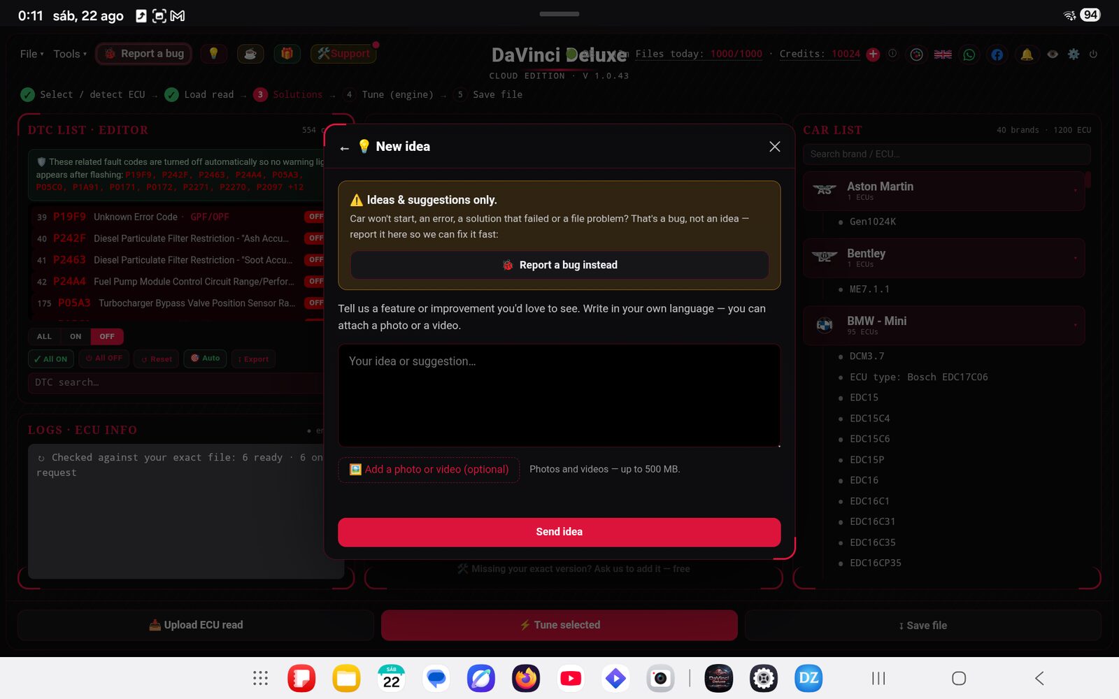 DaVinci Deluxe on Android 15